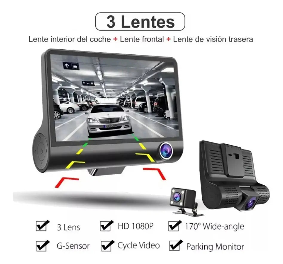 Cámara Carro Dvr 3 Lentes 1080p FullHD ENVIO GRATIS pagas al recibir