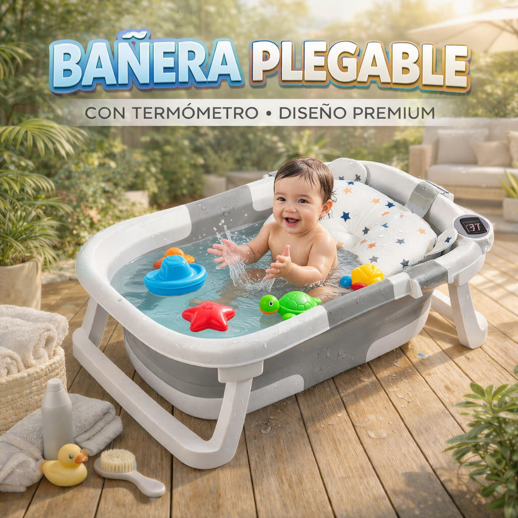Bañera Para Bebé Con Cojín y Termómetro - ENVÍO GRATIS