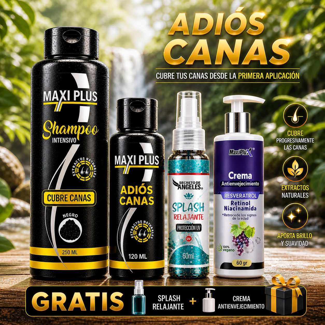 SHAMPOO CUBRE CANAS MAXIPLUS + OBSEQUIOS+ ENVIO GRATIS+pago contra entrega en todo el pais,dr5/5