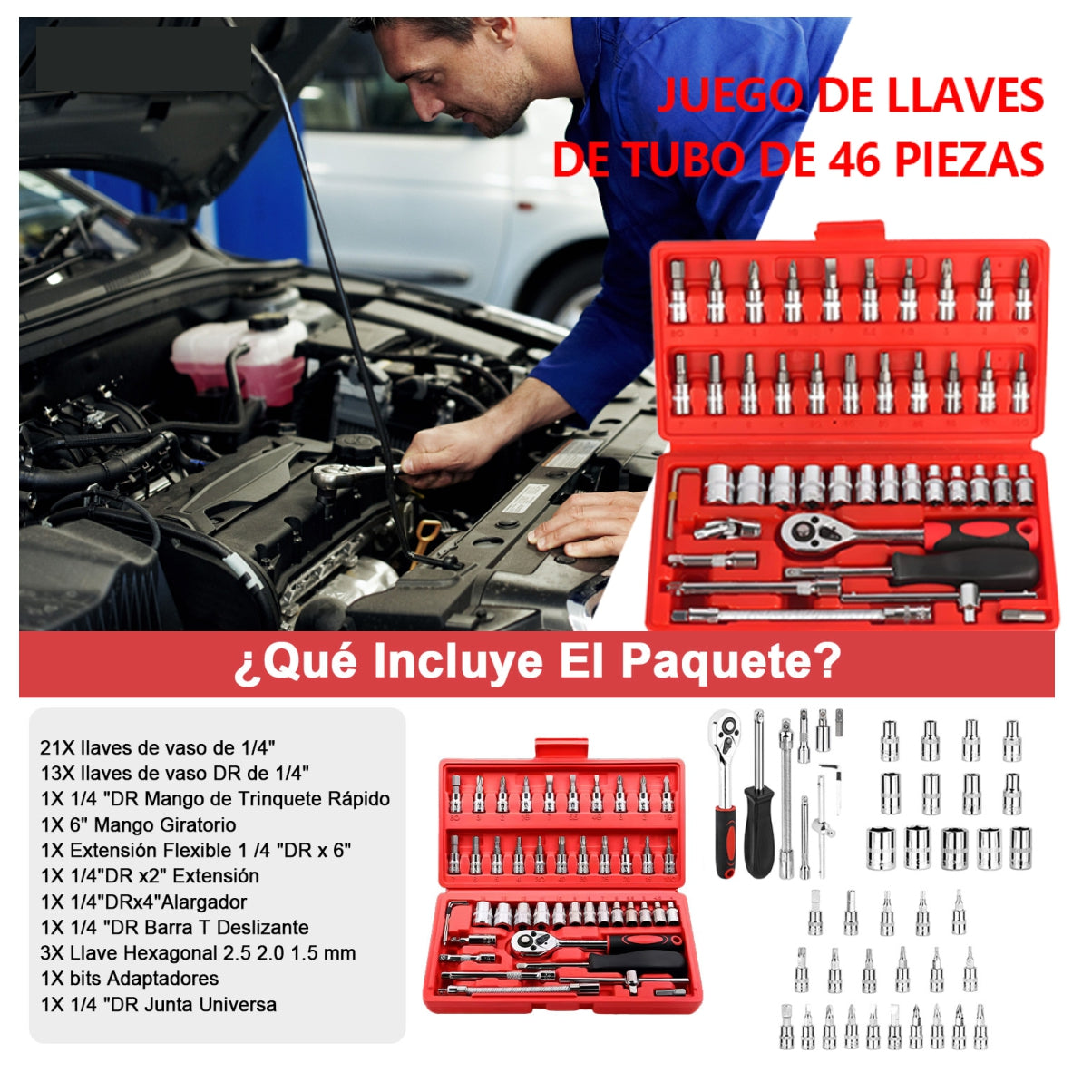 Juego herramientas 46pcs Ratchet estuche ENVIO GRATIS