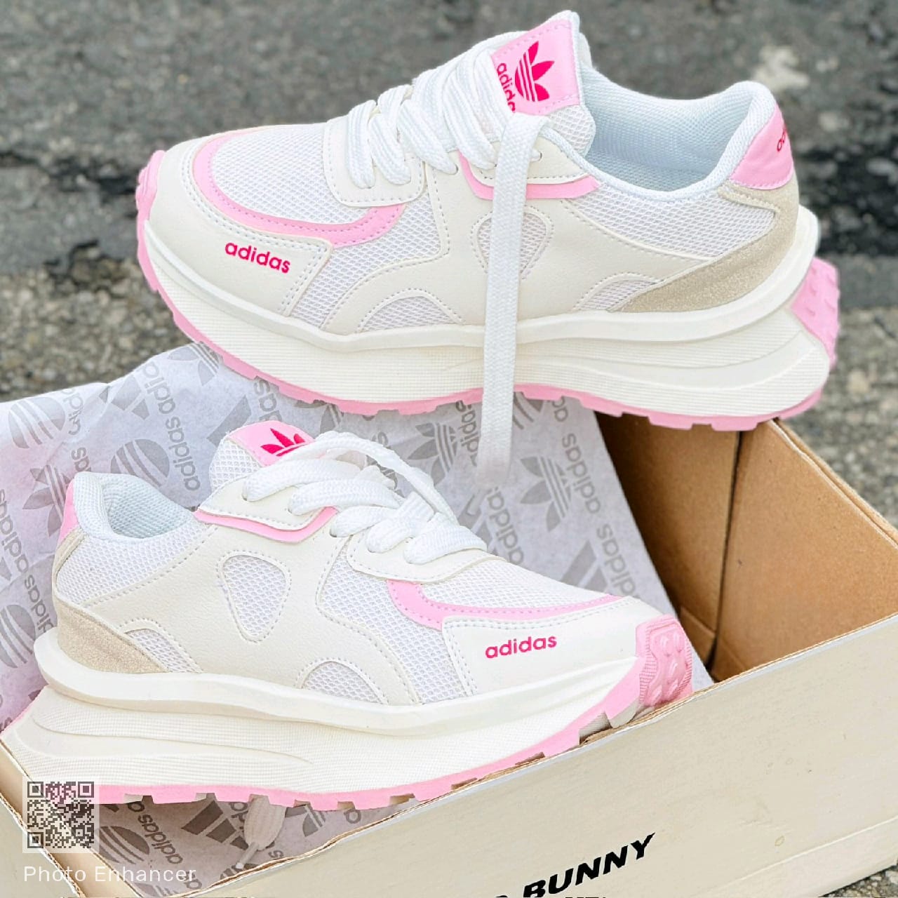 Tenis Adidas Exclusive Blanco Rosa Dama