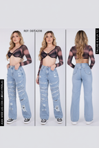 Modelo jeans rotos con detalles cadenas - DEF-4208