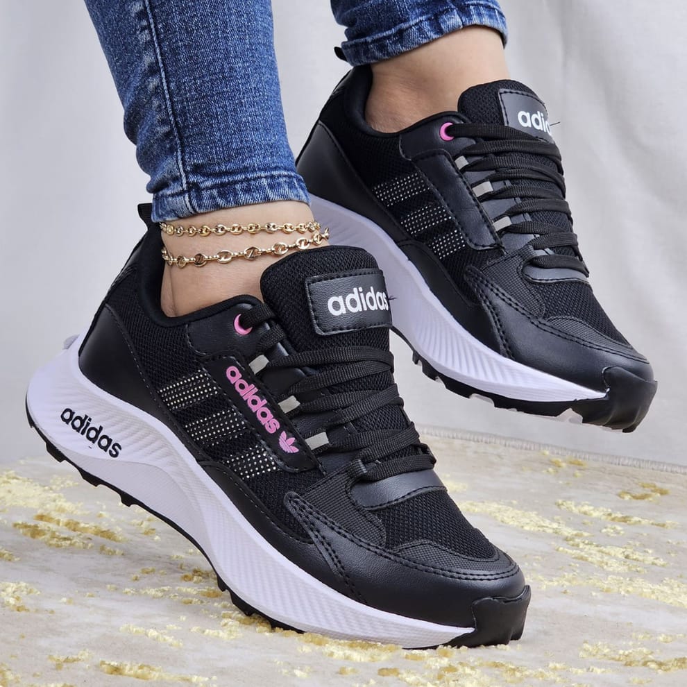 Tenis Adidas Spot Negro Rosa Dama