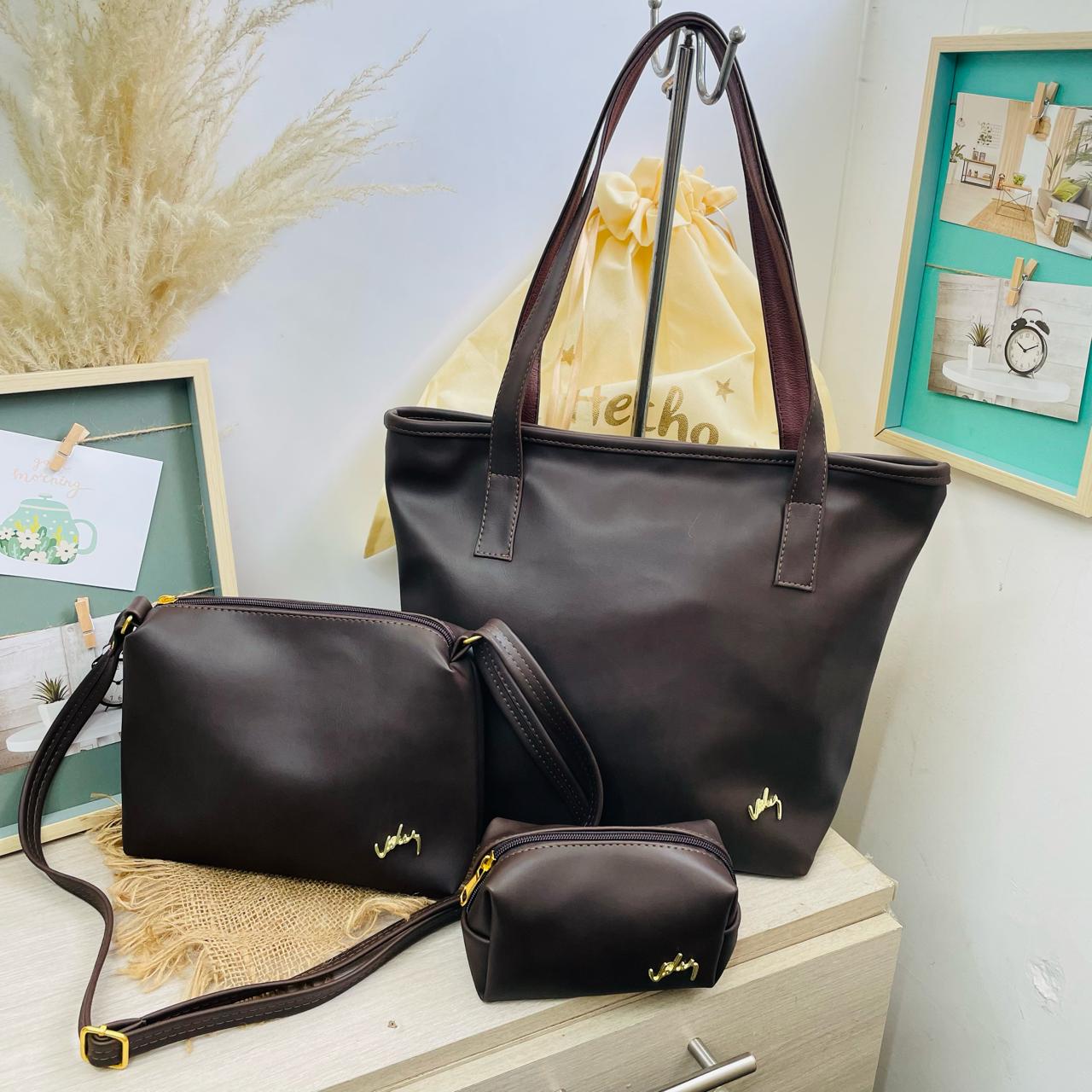 TRIO EN CUERO DACOTA DAMA REF SAFARI VLZ envio gratis